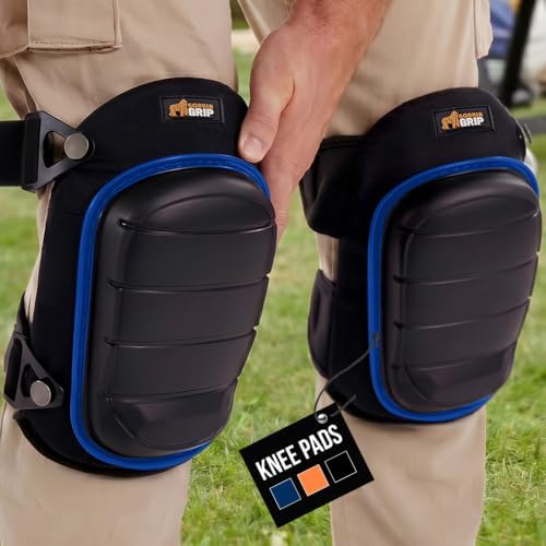 GORILLA GRIP® Knee Pads for Work, Gel Cushion Soft Foam for Men Blue