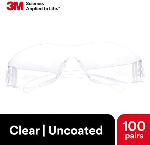 3M Safety Glasses, Virtua, ANSI Z87, Unisex, Clear Lens, Clear Frame