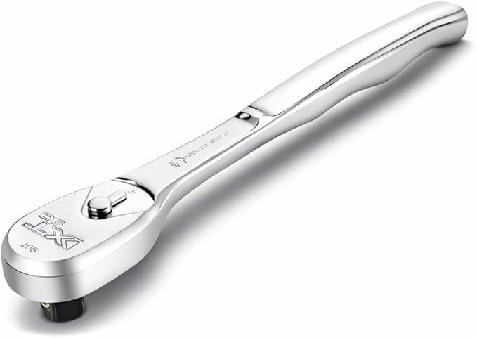 Powerbuilt 3/8" Drive XT90 90 Tooth Professional Ratchet, Seal-Head Ratchet, Full-Polish, Long Handle - 649938
