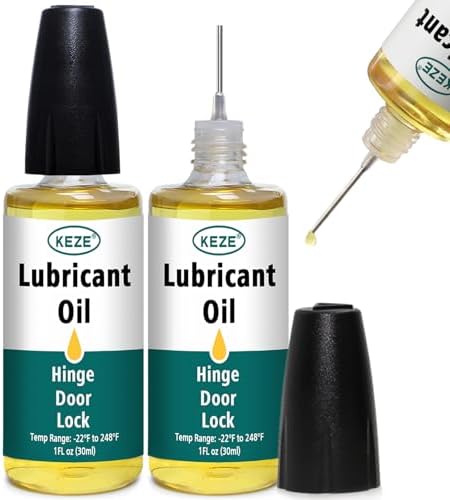 Keze Squeaky Door Hinge Lubricant Knife Pivot Oil for Door Hinge Oil for Lock Scissors Watch Keyhole Knife Lube Synthetic Pocket Knife Lubricant with Needle Oiler 1 oz, 2 Pcs