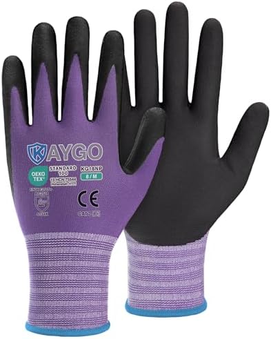 KAYGO Safety Work Gloves, MicroFoam Nitrile Coated, Men Women,KG18N