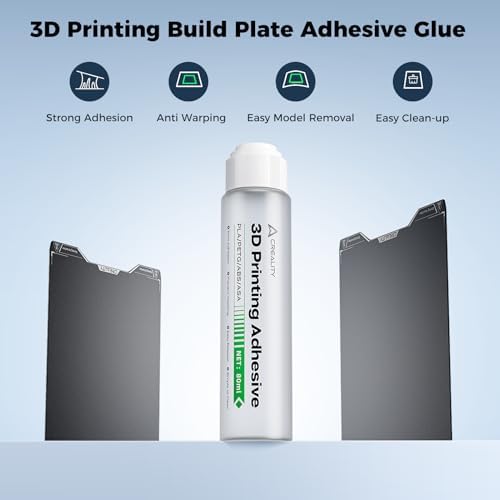 Creality Offfical 3D Printing Build Plate Adhesive Glue for Hot Bed,Strong Grip Reduce Warping for ABS/ASA/PLA/PETG/TPU Filament on Various Build Plate,80ML