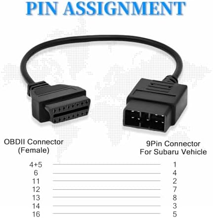 OBD1 to OBD2 Adapter Cable for Subaru 9 Pin to 16 Pin Diagnostic Cable