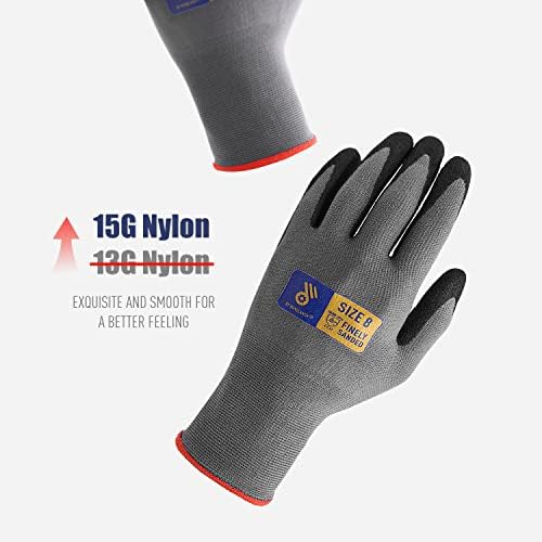 HANDLANDY 6 Pairs Safety Work Gloves with MicroFoam Nitrile Coated - Breathable Nylon Gloves with Grip for Men & Women