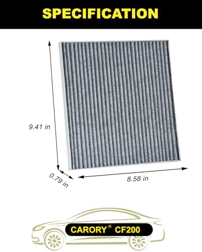 CARORY Cabin Air Filter w/Activated Carbon for Jeep Cherokee 2.4L/3.2L (2014-2020，Not Fit Grand Cherokee) & Chrysler 200 (2015-2017), OE# 68223044AA, CF12000, CF200