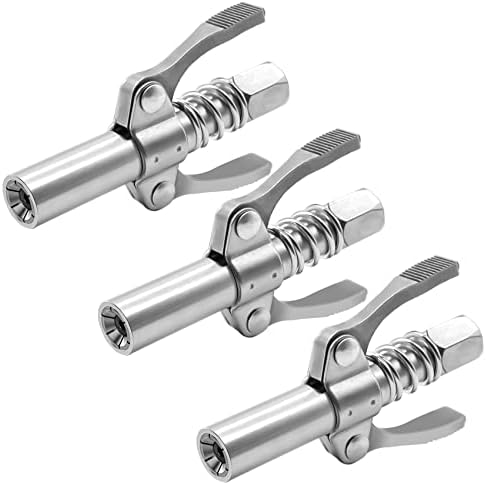 Grease Gun Coupler, Double Handle Quick Lock Release Grease Tips Ends Couplers, Rated 10,000 PSI, Compatible with All Grease Guns 1/8" NPT Fittings, 3-PCS
