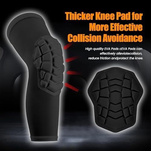 Basketball knee pads, compression leg covers for teenagers and adults, wrestling knee pads, football volleyball, pickleball, weightlifting knee pads (1 black long knee pad, X-Small)