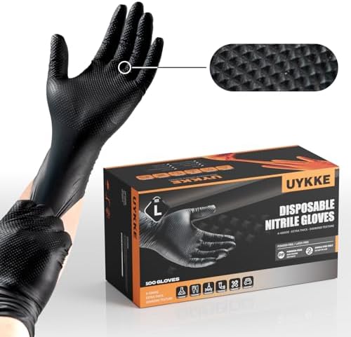 10 Mil Nitrile Gloves Disposable Mechanic Gloves Rubber Latex Cooking Gloves Black Rubber Disposable Gloves Black Nitrile Latex Gloves XL HEAVY DUTY Mechanic Nitrile Gloves 100 Count
