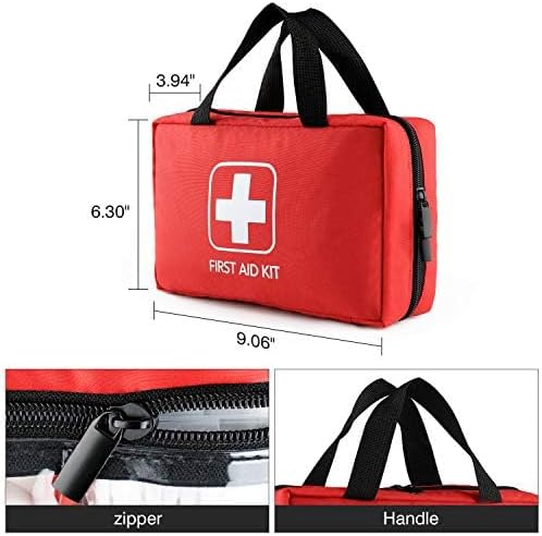 First Aid Kit - Trauma Kit with Essential Emergency Medical Supplies, Waterproof Travel First Aid Kit, Simple and Portable Emergency Kit for Home, Dorm, Outdoor, Car (Bright red)