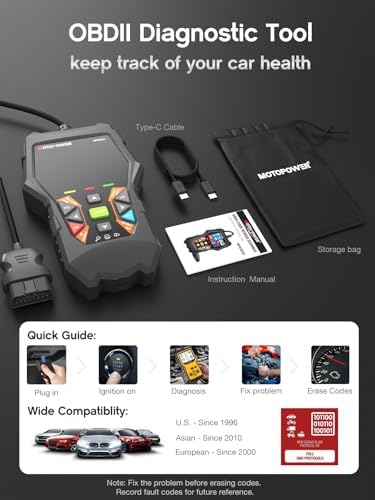 MOTOPOWER MP69040 Car OBD2 Scanner Check Engine Fault Code Reader Diagnostic Scan Tool, Black
