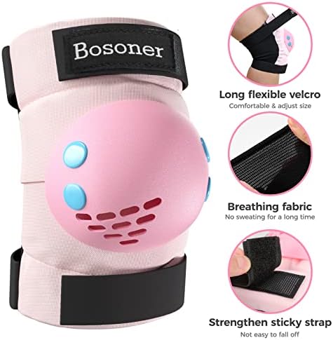 BOSONER Kids/Youth Knee Pad Elbow Pads for Roller Skates Cycling BMX Bike Skateboard Inline Rollerblading, Skating Skatings Scooter Riding Sports