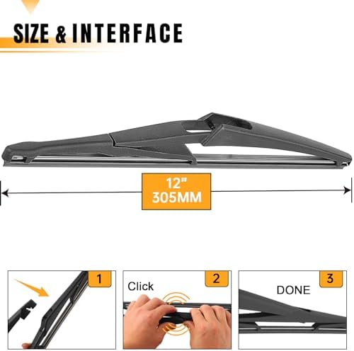AUTOBOO 12" Rear Wiper Blade Replacement for Benz ML350 GL350 Nissan Rogue