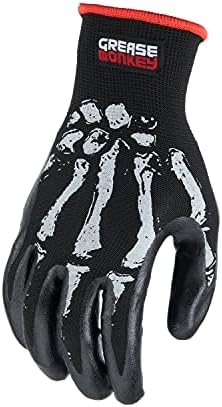 Grease Monkey Bone Series Foam Nitrile Mechanic Gloves with Grip