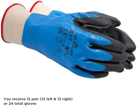 SHOWA 377 General Purpose Gloves, Foam Nitrile, X-Large, 12-Pack