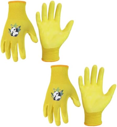 HANDLANDY 2 Pairs Kids Gardening Gloves, Grippy Kids Work Gloves, L