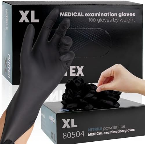 FINITEX Black Nitrile Disposable Gloves 5mil Medical Exam 100PCS,XL