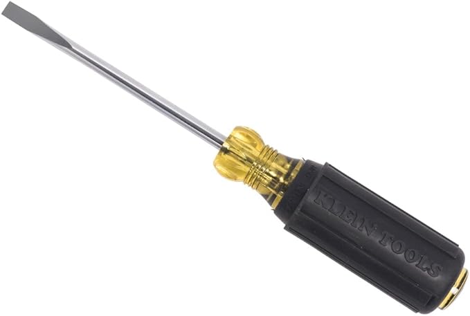 Klein Tools 605-4 1/4-Inch Cabinet Tip Screwdriver, Made in USA, Heavy Duty 4-Inch Round Shank