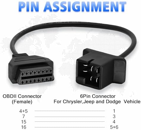 OBD1 to OBD2 Adapter for Chrysler 6pin to 16pin Diagnostic Cable