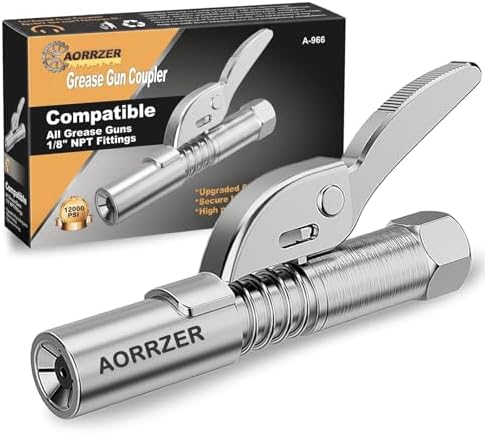 Grease Gun Coupler, Strong Lock on Grease Couplers, 12000 PSI High Pressure Greases Gun Coupler, Compatible with All Grease Guns 1/8" NPT Grease Gun Fittings,Duty Quick Release Grease Couplers