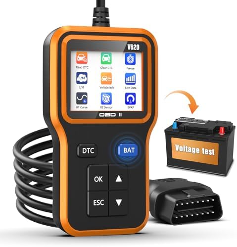 UMEIJA OBD2 Scanner with Upgrade Battery Tester - Diagnostic Tool for Cars That Check Engine Light & Emissions Readiness Read and Clears Vehicle Error Codes for All OBD II Protocol Vehicles Since 1996