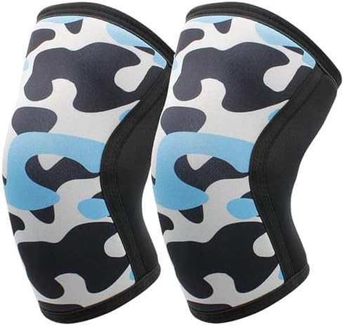 Knee Compression Sleeves for Men Women Weightlifting Knee Sleeves, 7mm Neoprene Knee Brace for Men Women, Thick Compression Brace for Weightlifting Powerlifting Squatting Cross Fit Training (Blue Camo, X-Large)