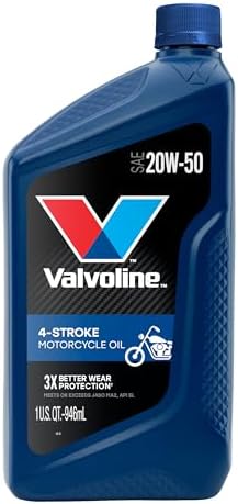 Valvoline 4-Stroke Motorcycle SAE 20W-50 Motor Oil 1 QT, Case of 6