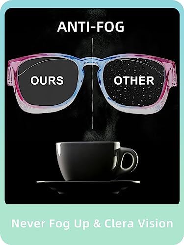 LianSan Oversize Anti-Fog Safety Glasses for Nurses, Z87.1 Certified Goggles for Women, Square UV Protection