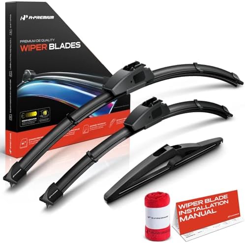 A-Premium 18"+19"+10" Windshield Wiper Blades with Wear Indicator & Towel