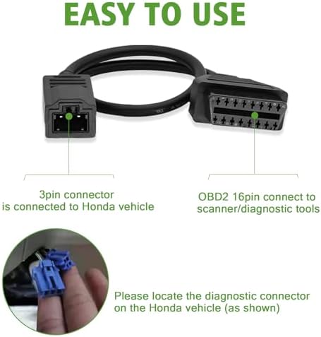 OBD1 to OBD2 Adapter for Honda 3 Pin Diagnostic Cable Adapter