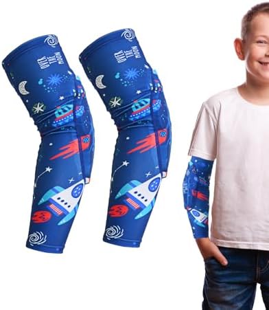 AceList Space Elbow Pads for Kids, Youth Volleyball Arm Sleeves for Boys Girls, Protective Compression Gear for Basketball Football Wrestling, Anti-Slip Stay-Up Protective Gear, 1 Pair (Size M)