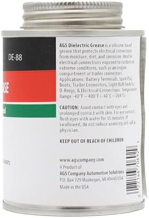AGS Automotive Solutions Brush Top Can Dielectric Silicone Grease Compound for All Electrical Components and Connectors, 8 oz, Percise and Easy Application (Pack of 2)