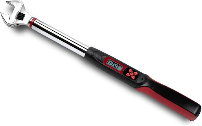 Tapha Tools Adjustable Digital Torque Wrench 5 - 99.5 ft-lbs (6.8 - 135 N-m) Torque Range, 5 - 30 mm Adjustable Jaw, LED and Buzzer Notification, Preset Memory, ISO 6789 Tested and Calibrated