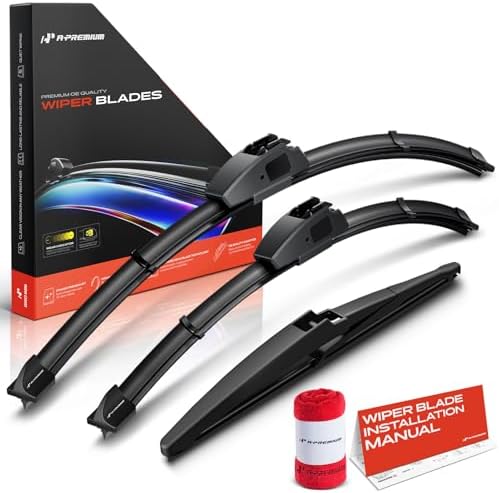 A-Premium 21"+18"+11" Windshield Wiper Blades with Wear Indicator & Towel