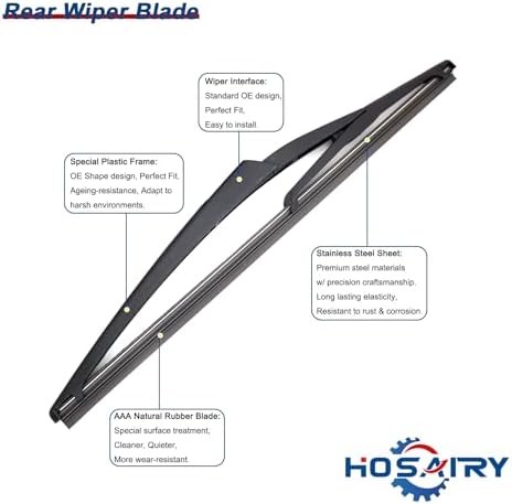 Rear Wiper Arm Blade Set for Mercedes Benz ML Class 2006-2015 ML350 W164 W166 GLE-Class 2016-2017 GLE300 GLE350 GLE450 Rear Windshield Wiper Arm Blade Assembly A1698201745 A0009982921