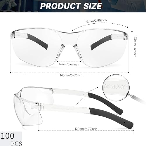 Salfboy Bulk Safety Glasses for Men Women, Clear