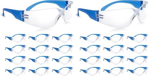 amoolo Safety Glasses for Men Bulk of 24, Protective Eyewear for Men Women, ANSI Z87.1 Impact Resistant Eye Protection for Work, Lab, Construction (Pack of 2)
