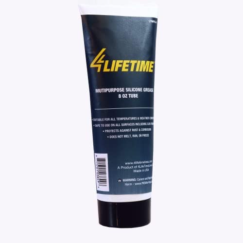 4LIFETIMELINES Multi-Purpose Silicone Grease 8 oz Tube, Brake Grease, All-Weather Lubricant for Auto, Home, Farm & Shop, Long-Lasting Versatility
