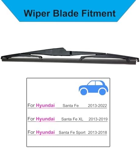 Rear Wiper Blade-13" Rear Windshield Wiper Blades for Hyundai Santa Fe 2013-2022 / Santa Fe XL 2013-2019 / Santa Fe Sport 2013-2018, Back Glass Wiper Blade for Original Equipment Replacem