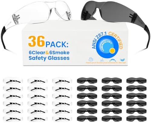 Safety Glasses Ansi Z87.1 Clear Safety Glasses Bulk Impact Scratch Resistant Lens Protective Eyewear for Men Women