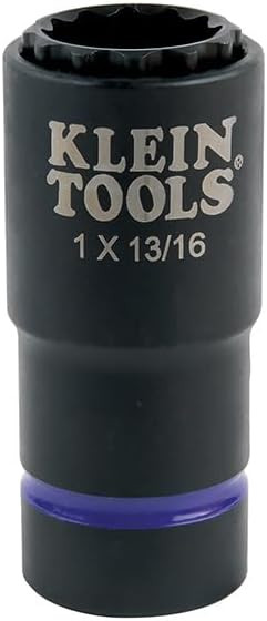 Klein Tools 66015 2-in-1 Impact Socket with 12-Point Deep Sockets, Coaxial Spring Loaded in 1- and 13/16-Inch Sizes