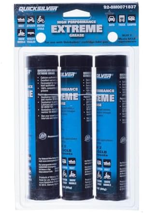 Quicksilver 8M0071837 High Performance Extreme Grease/Lubricant with PTFE, 3-Oz. Cartridges, Pack of 3