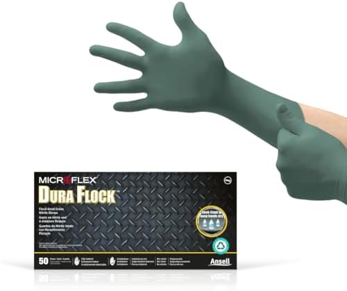 Ansell MICROFLEX Dura Flock DFK-608 Nitrile Gloves, Size XL, 50/Dispenser
