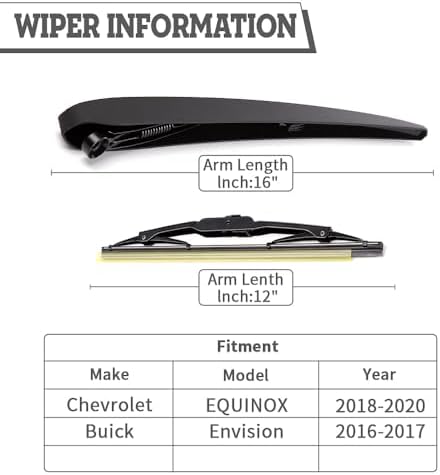 Rear Wiper Arm Blade for Chevrolet Equinox 2018-21/ GMC Terrain 16-20