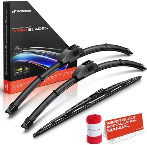 A-Premium 22"+22"+19" Windshield Wiper Blades with Wear Indicator & Towel