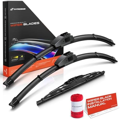 A-Premium 21"+21"+10" Windshield Wiper Blades with Wear Indicator & Towel