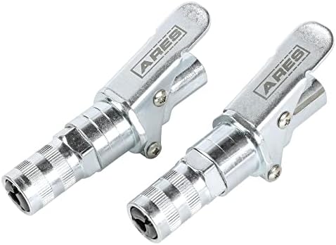 ARES 54022 – 2-Piece Quick Lock & Release Grease Gun Couplers – Leak-Free Lock-on Design – 12,000 PSI Maximum Pressure Rating - Compatible with Pneumatic and Manual Grease Guns