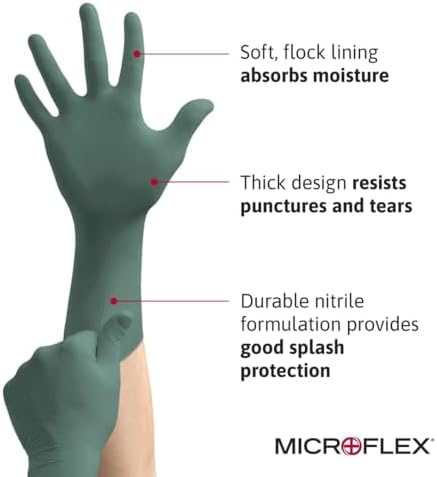 Ansell MICROFLEX Dura Flock DFK-608 Nitrile Gloves, Size S, Case of 500