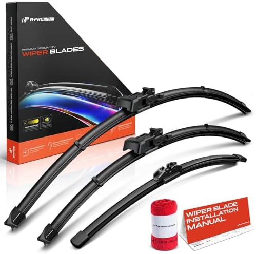 A-Premium 26"+24"+11" Windshield Wiper Blades with Wear Indicator & Towel