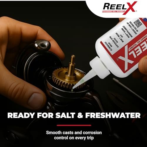 ReelX Fishing Reel Lubricant, Extreme-Pressure Anti-Corrosion Oil for Bearings, Spinning, Baitcasting, Spincast, Fly, Trolling & Electric Reels, Smooth Casting Saltwater Freshwater Protection, 4 oz