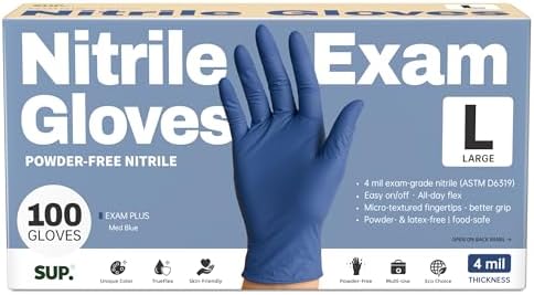 Supmedic SUP Exam Plus® Nitrile Gloves, Powder-Free Disposable Med Blue